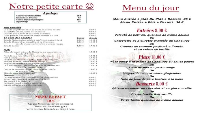 Chez L'Vinc - menus ©Vincent Chevalarias