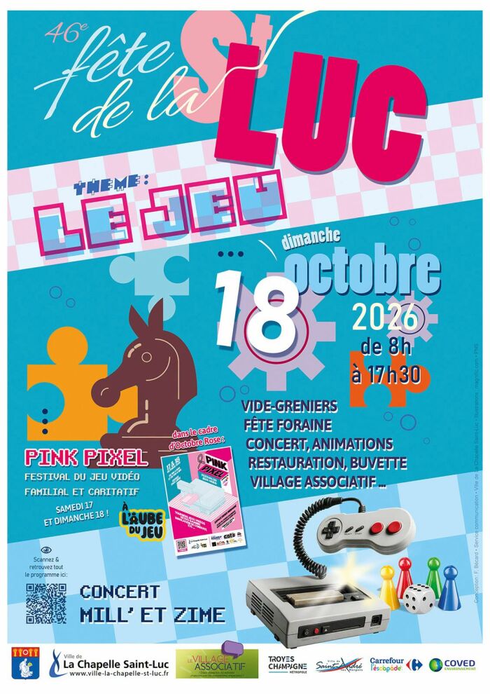 affiche fête de la st luc Conception : F. Bécard - Service communication - Ville de La Chapelle Saint-Luc - Illustrations : magnific.com