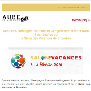 Communiqué de presse – Février 2016 – Salon des Vacances Bruxelles