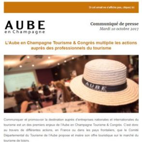 Communiqué de presse – Octobre 2017 – Actions tourisme