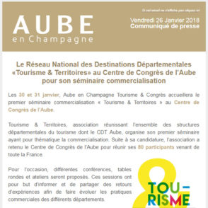 Communiqué de presse – Janvier 2018 – Tourisme & Territoire